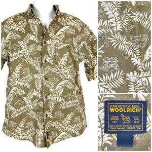 Woolrich Fieldstone Jeep Mens Vtg Tropical Shirt size Medium M/L 46x30 Jungle